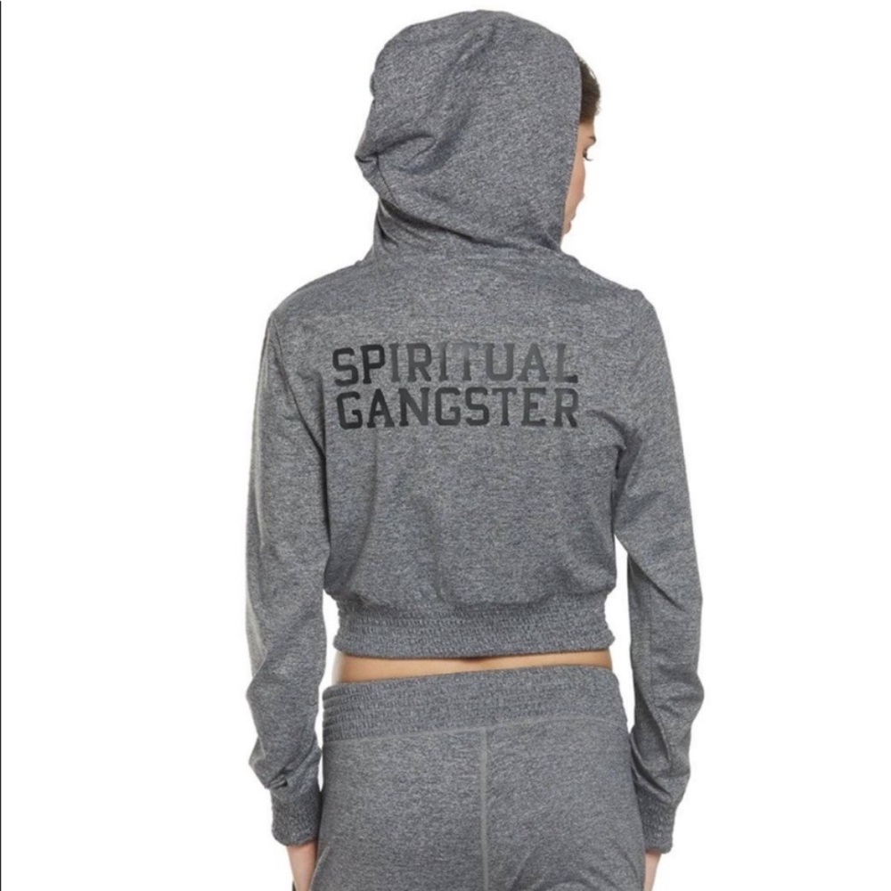 Barely Worn Spiritual Gangster Inner Light Cropped Hoodie Gray
